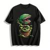 Cool Carnivorous Plant Print T-shirt Trendy Street Style Casual Top Pure Cotton T-shirt