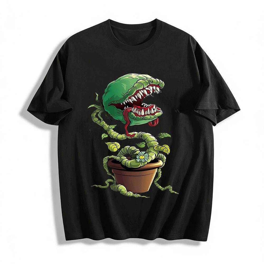 

Cool Carnivorous Plant Print T-shirt Trendy Street Style Casual Top Pure cotton T-shirt XXS