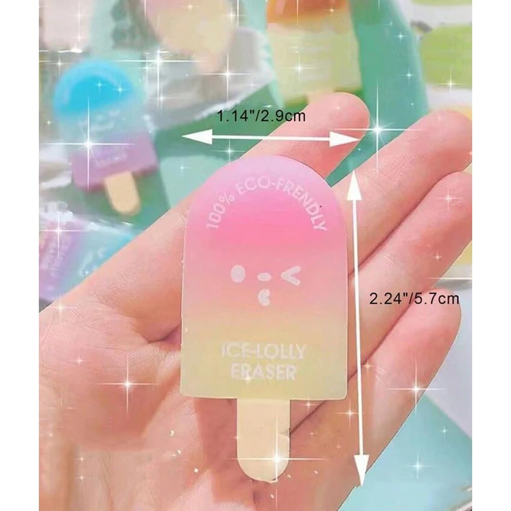 RSINC Eco Ice Lolly Erasers – Fun for Kids, Friendly for Earth | Kids' Favorite! 1 Ice Lolly Erasers by RSINC | Fun, Cute, and Planet Friendly (3 pcs)