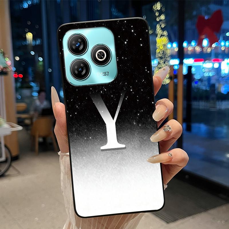 Lucky Letter Jelly Color Simple Phone Case For ZTE Blade A75 4G Soft Black Case ZTE Blade A75 4G Anti-scratch Cover