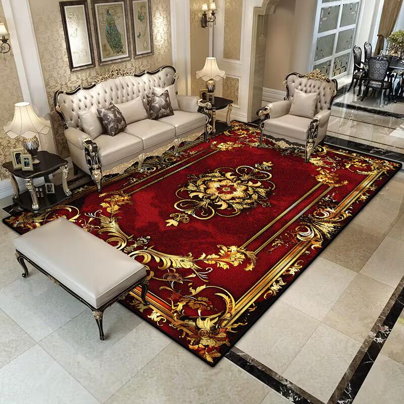 Retro Red Carpet Non-slip Parlor Cloakroom Home Decoration Luxury European Style Large Rug Washable Living Room Light Luxury Mat