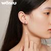 WOSTU Real 925 Silver Black Gold Cat Hoop Earrings For Women Lovely Animal Paw Ear Clips Cool Girl Punk Jewelry Gift