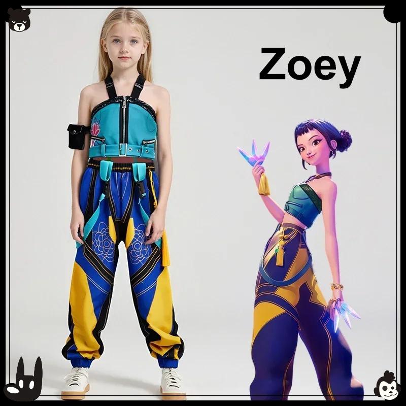 New Anime Kids Girl Roleplay Cosplay Costumes Zoey Full Costume Set for K-pop Halloween Carnival Party Suits Clothes Outfit
