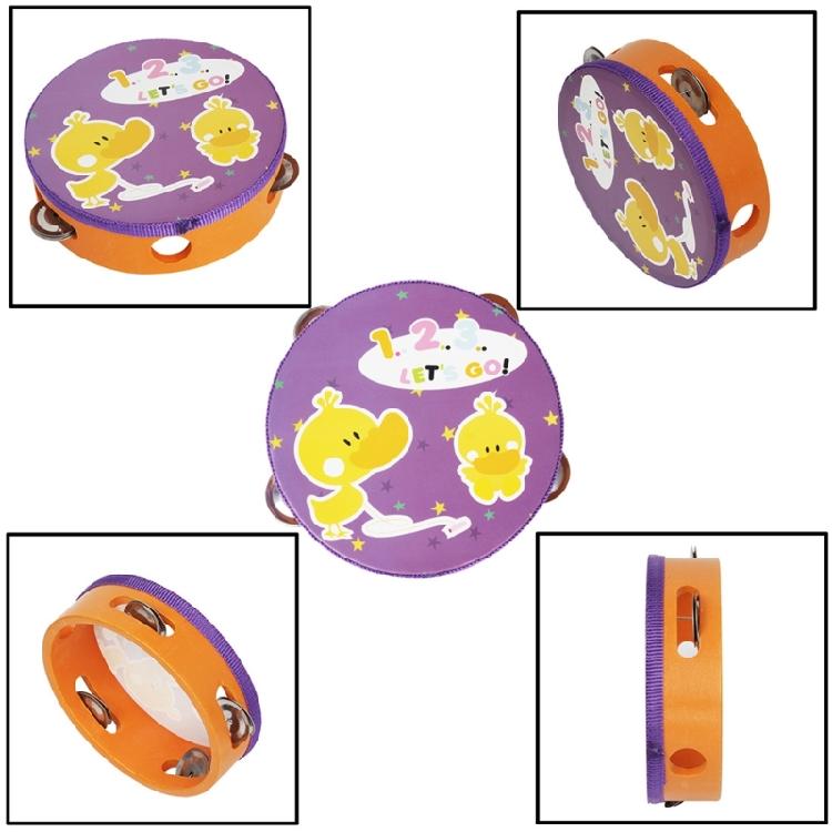 Wood Drum Handheld Tambourine Freestyles Hand Bell Musical Percussion Instrument