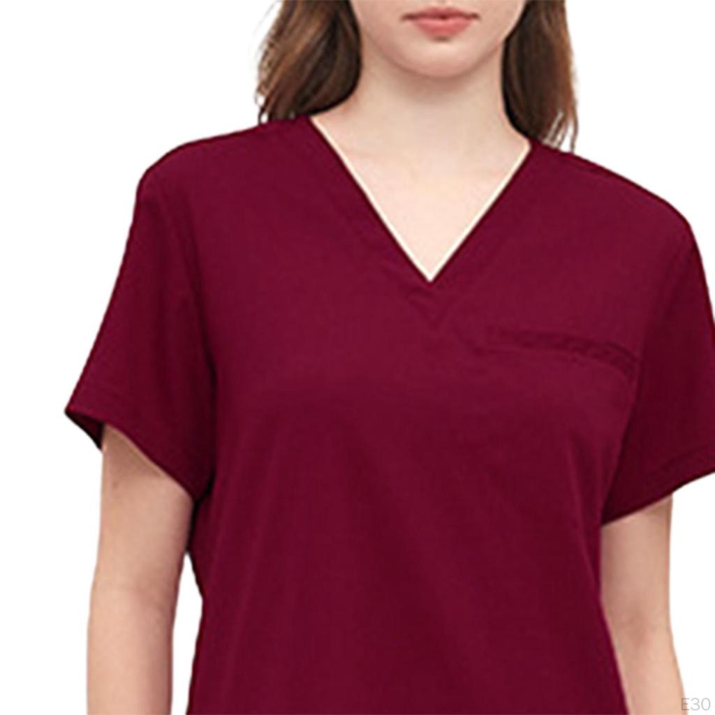 Damen Uniform Kasack Set Pflege Arbeitsanzüge Schwesternoberteil und Hose V-Ausschnitt Kasacks