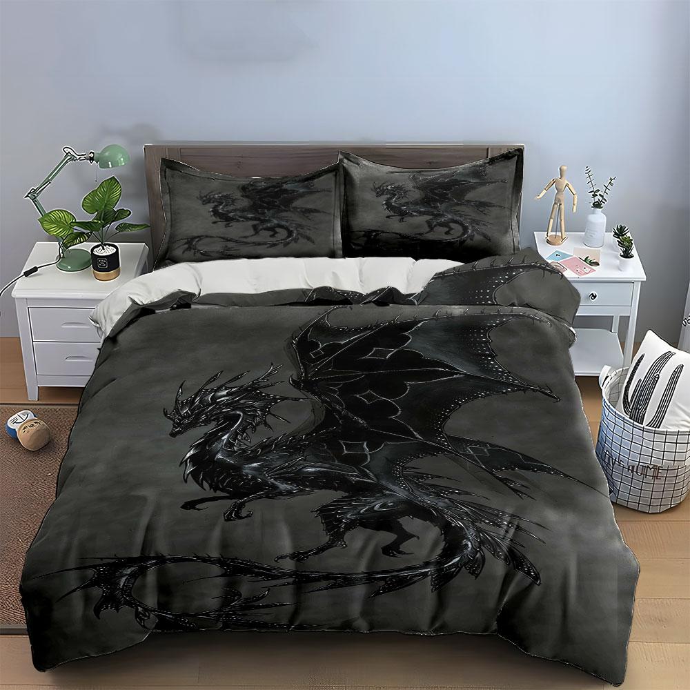 Black dragon emblem design. Bedding sets Duvet cover sets Duvet covers Pillowcases(1 * Duvet Cover 2 * Pillowcases without duvet insert)