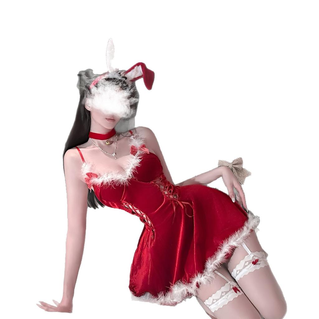 Sexy lingerie Christmas robe sexy bunny girl pure desire hot girl bow strap splicing atmospheric skirt