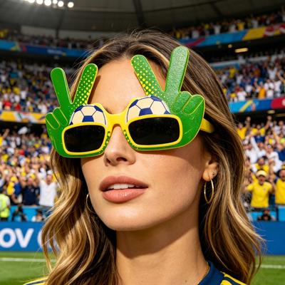 Fußball-Themen-Sonnenbrille, Leichte Sonnenbrille für Fußballveranstaltungen, Lustige Friedenszeichen-Sonnenbrille fürs Stadion für Männer Frauen Fußballfans Spieltag Fotos