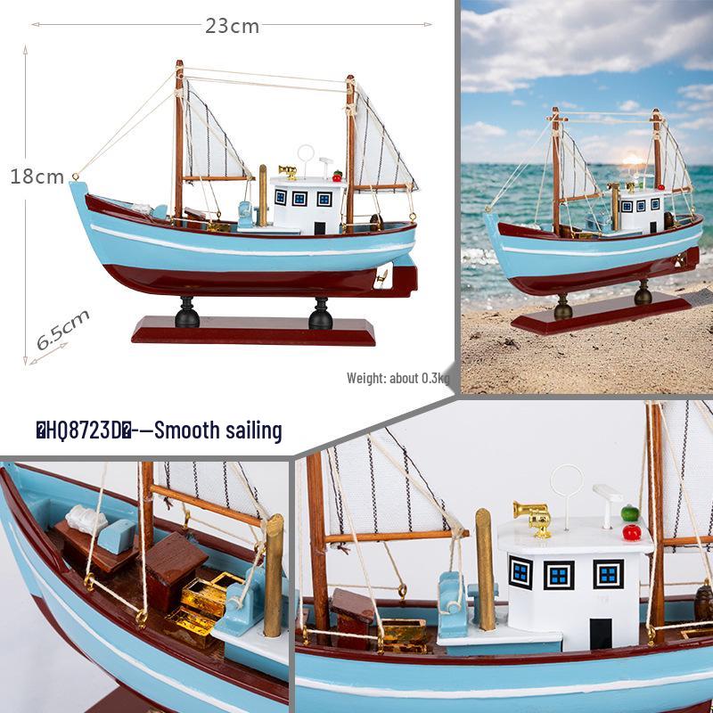 Handmade Wooden Sailboat Model - Smooth Sailing Decorative Craft Boat Birthday Gift