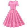 Vintage Polka Dot Dress Classic Movie Style Elegant Timeless Retro Design Square Collar Women's Dress