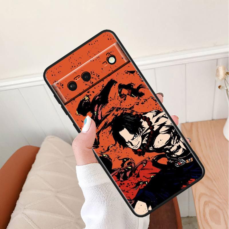 Luffys-Zoros O-nes P-ieces Stoßfeste Abdeckung für Google Pixel 8 7A 6A 5A 5 4 4A XL Pro 5G Schwarze Telefonhülle Weiche Fundas Capa