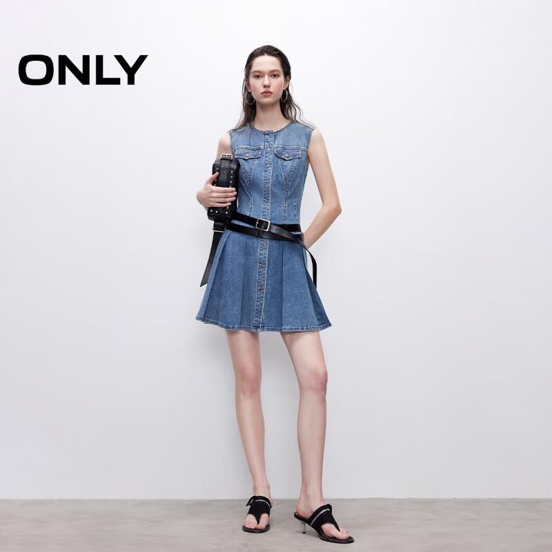 ONLY Women's A-Line Lycra Blend Denim Mini Dress