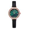 High-value Round Fashion Atmosphere Diamond-encrusted Waterproof Quartz Watch Simple Leather Business Rose Gold