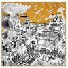 Manual Hand Rolled Twill Silk Scarf Women Timpani Print Square Scarves Echarpes Curled Foulards Femme Wrap Bandana Hijab 90CM