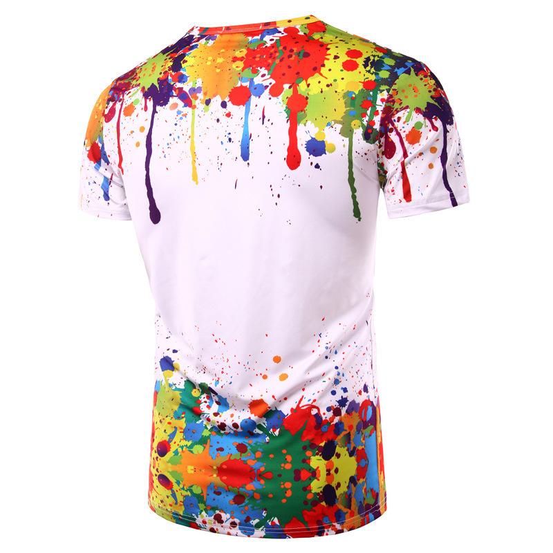 Summer Round Neck 3D Colorful Printed Top Fashionable Casual Short Sleeved Men's T-shirts