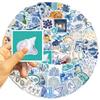 10/30/50/100pcs Blue Mediterranean Art Graffiti Stickers Vintage INS Aesthetic Decals DIY Stationery Phone Waterproof Sticker