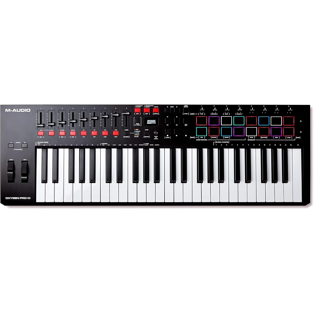M-AUDIO USB MIDI Keyboard Controller 49 Key Velocity Compatible Pad with Native Instruments Sound...