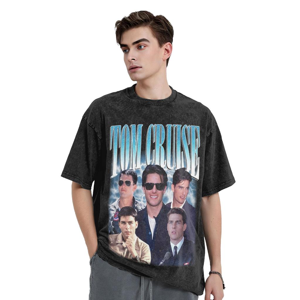 Tom Cruise 90s Vintage Ethan Hunt Mission Impossible Washed T Shirts Streetwear Vintage T-Shirts Tees for Men Women Cotton