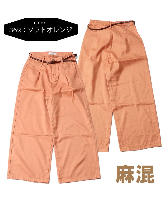 Something Casual Belted Tuck Wide Made In Soft Size M Pants, Pants, Cotton-Linen Twill, Cool, Japan, SN765S, Women's, Orange,