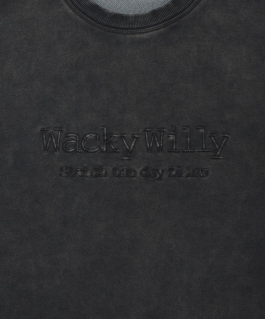 WACKY WILLY Typographic One-Point Washed Sweatshirt Charcoal