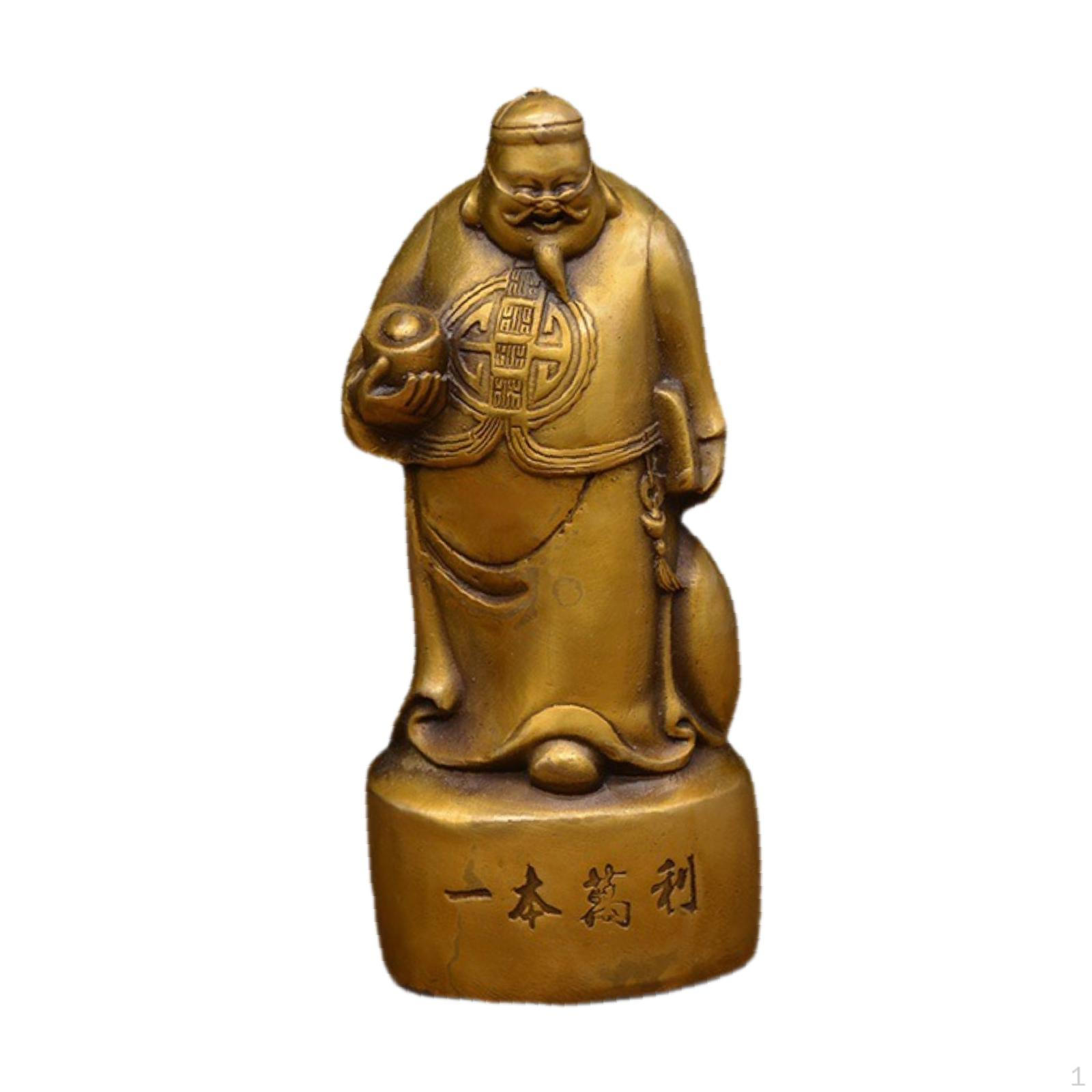 

Фигурка Бога удачи, настольное украшение, медные поделки, подарок по фэн-шуй, скульптура Кайшен для small
