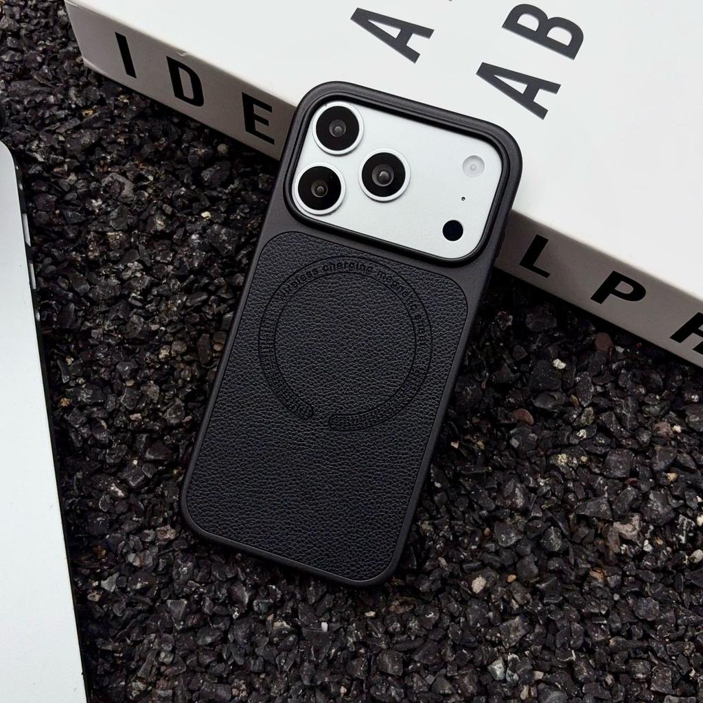 Litchi pattern magnetic suction for iPhone17PROMAX mobile phone case Apple 16 skin feeling creative PC hard protective case 15