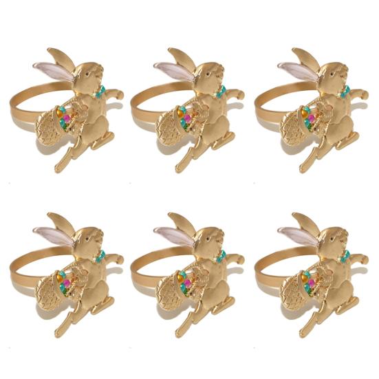 Set Di 8 Portatovaglioli Oro Con Uccellino Gazza E Strass - Eleganza Per Matrimonio E Pasqua