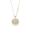 White Agate Ruyi Ping'an Lock Necklace, Chinese Style Clavicle Chain with Long Life Lock Pendant for Women