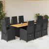 Vidaxl 9-Cz. Garden Furniture Set With Cushions, Black, PE Rattan