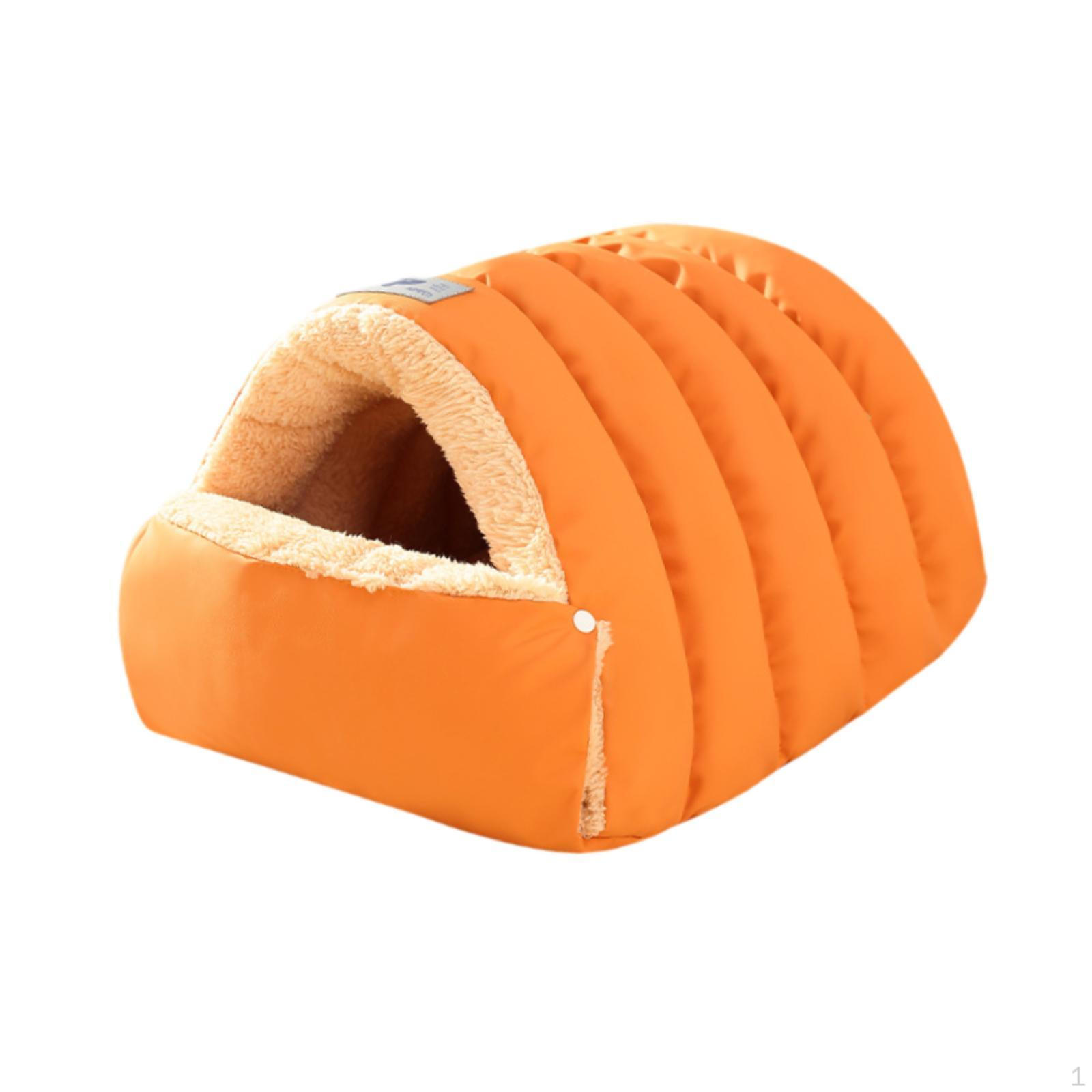 

Bed Cat Sleeping Bag Kennel Washable Non Slip Bottom Warming Pet Shelter Hideaway for Kittens Small orange S