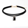 Personality Design Punk Style Black Lace Choker Necklace for Women Charm Geometric Square Pendant Goth Jewelry Accessory Gift