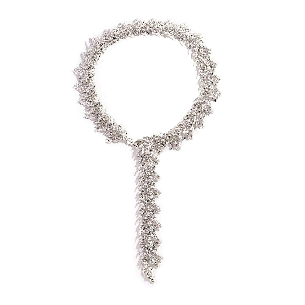 Collana con Nappa a Foglia Metallica ZAA da Donna, Gioielli Eleganti Bohémien per Celebrazioni, Accessori per Vacanze Estive, Festival, Matrimoni