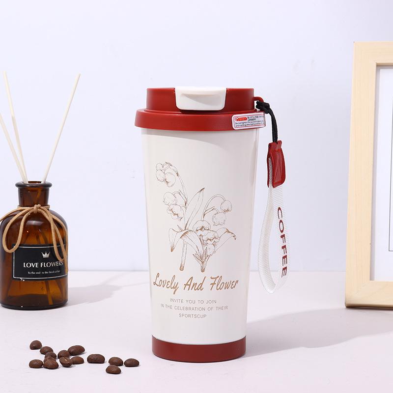 

Изолированная кофейная чашка из нержавеющей стали «Ландыш» — двойные стенки, роскошный, легкий дизайн 500ml