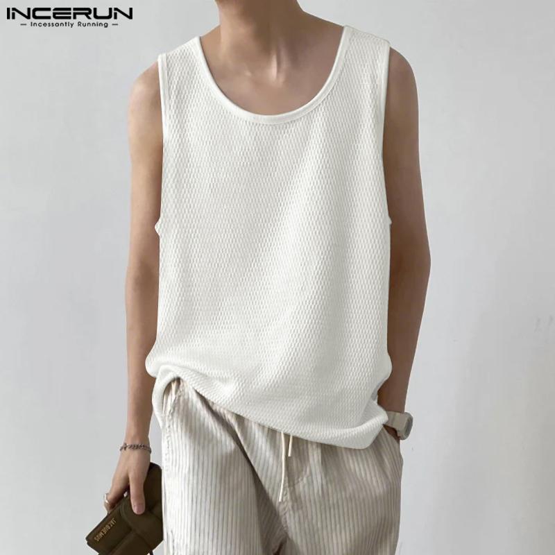 

INCERUN Summer Men O Neck Sleeveless Texture Casual Loose Tank Tops S чёрный