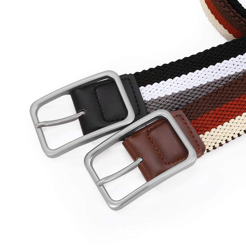 Curele pentru bărbați, multicolore, respirabile, țesute, elastice, din pânză, cu cataramă cu pin - Stil casual