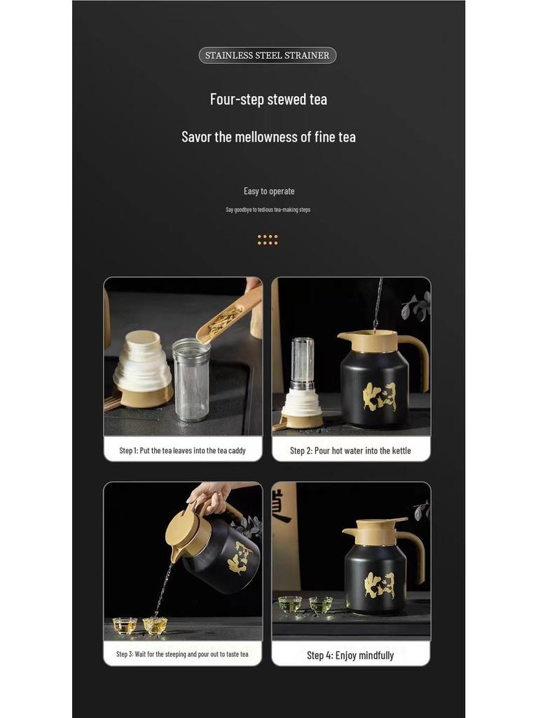 316 Stainless Steel Insulated Kettle with Tea Infuser and Portable Handle, Large Capacity Coffee Pot