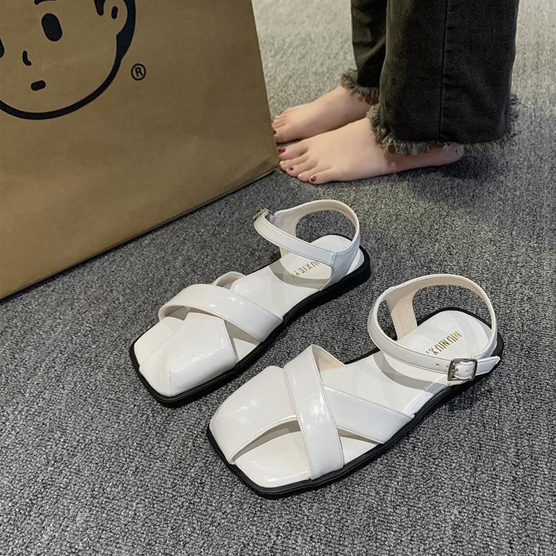 Shoes Sandals Woman Heel Original 2025 Summer All-Match Open Toe Female Beige Retro Clear Closed Comfort Peep Girls Gladiator