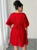 Plus Size V-Neck Lace-Up Women's Dress - Spring/Summer Collection