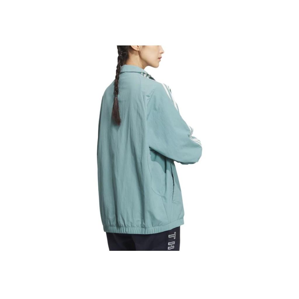 Adidas 3-Stripes Woven Track Top Retro Sports Stand Collar Soft Comfortable Casual Waterproof Jacket Unisex Jacket Teal JI6648