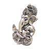 Matte Silver Plated Antique Mukut Ganesha - 3.5" - Perfect for Gifting, Home Decor, Car Dashboard Murti Ganpati Idol for Home Decor