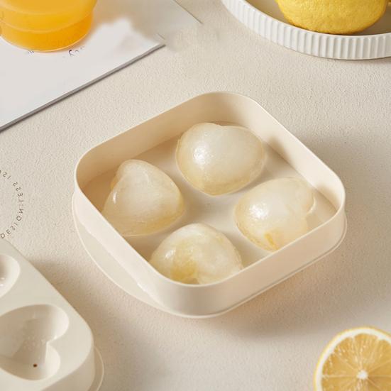 Silikonová 3D forma na led ve tvaru srdce, 4 dutiny, velký výrobník kostek ledu na whisky, koktejly, nápoje, nepřilnavý, snadno se uvolňuje, kuchyň