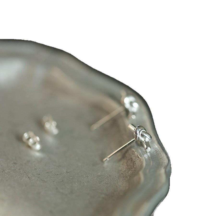 S925 Sterling Silver Knot Design Mini Stud Earrings for Daily Wear and Sleep