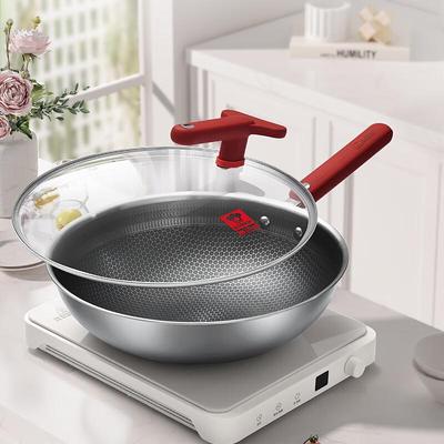 Kamberg Classic Red 304 Stainless Steel Honeycomb Wok
