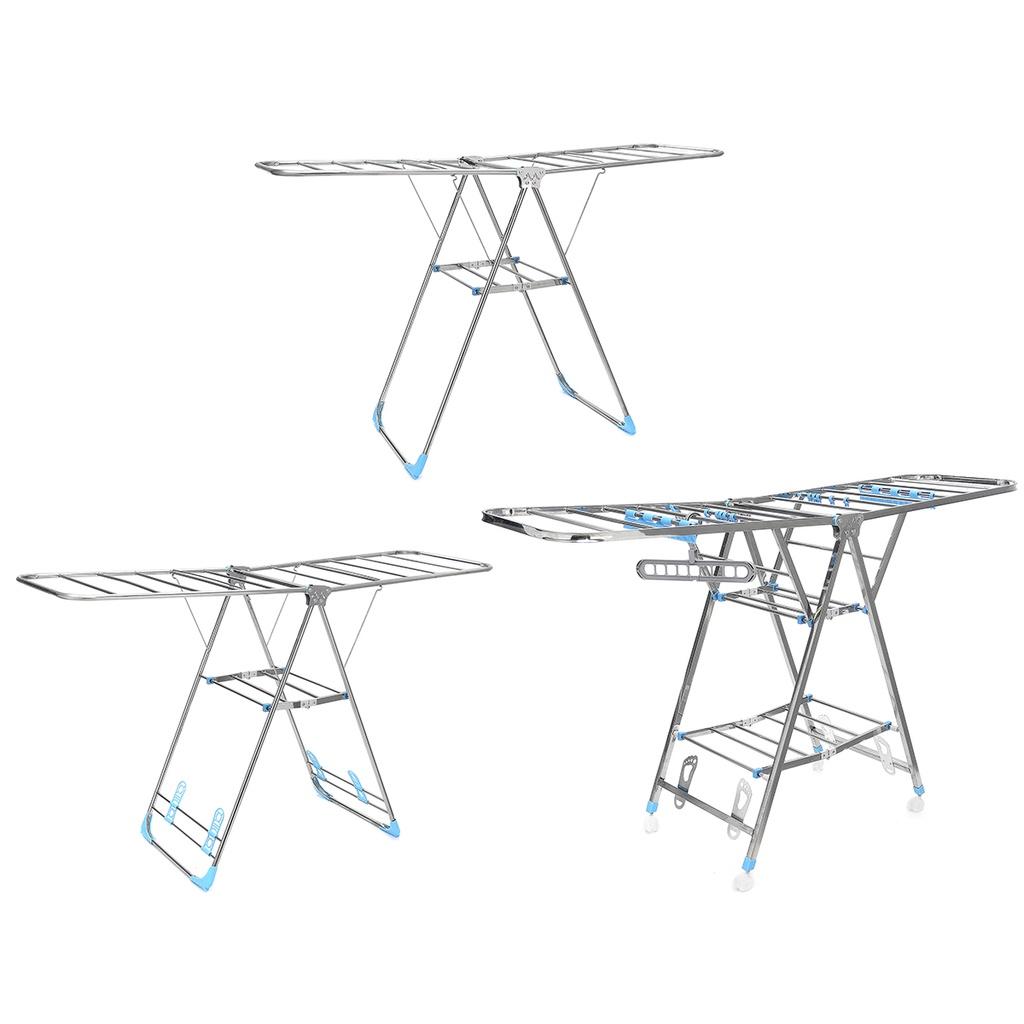 Indoor/Outdoor Silver Stainless Steel Heavy Duty Laundry Drying Rack Clothing Shelf forUse Best Used for Shirts Pants