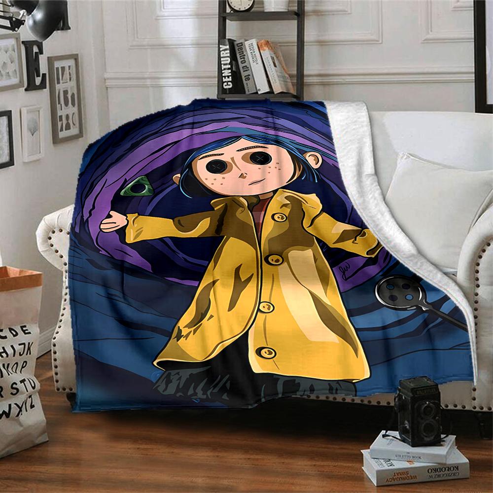 1pc Coraline (5) Blanket, Gift, for Men and Women, Soft Blanket, Good for Sofa Bed Couch Travel, Lightweight Flannel Blanket