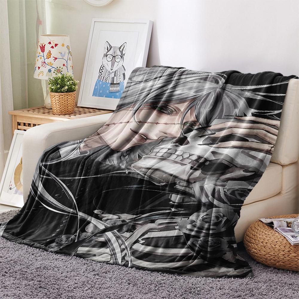 1PC Black Butler Print Flannel Blanket, High Quality All Seasons, Home Decor, Warmth and Comfort, Perfect for Christmas Gifts