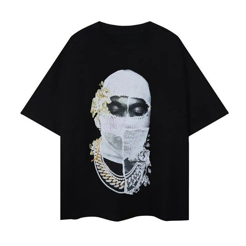 Short Sleeve Cotton Loose Comfortable Short Sleeve Top Masked Men's Print 2025 Men's T-shirt Women's T-shirt Letter Casual