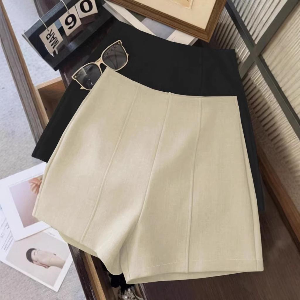 Damen Hohe Taille Einfarbig Vertikale Naht Gerade Shorts Sommer Büro Täglich Pendler Lässige Unterteile