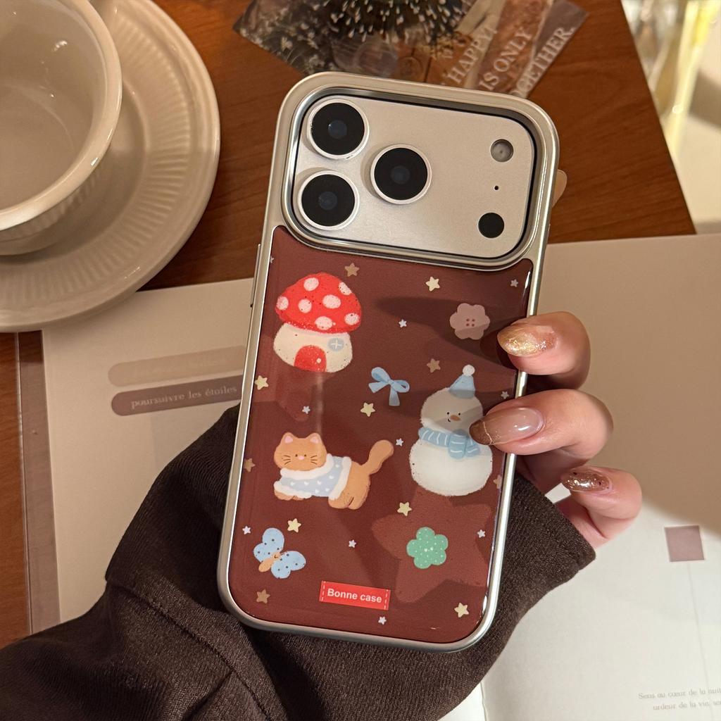 Glue Suitable for 17promax Retro Cartoon Snowman for Iphone16 for Apple 15 Mobile Phone Case Winter Brown 14 for Huawei