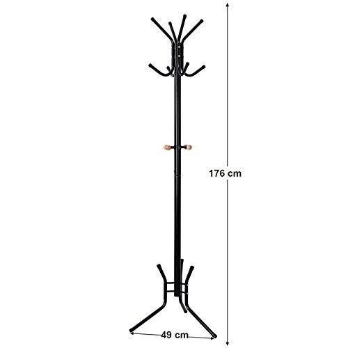 Stylowy metalowy stojak, wieszak na ubrania 12 haczyków 176 cm czarny